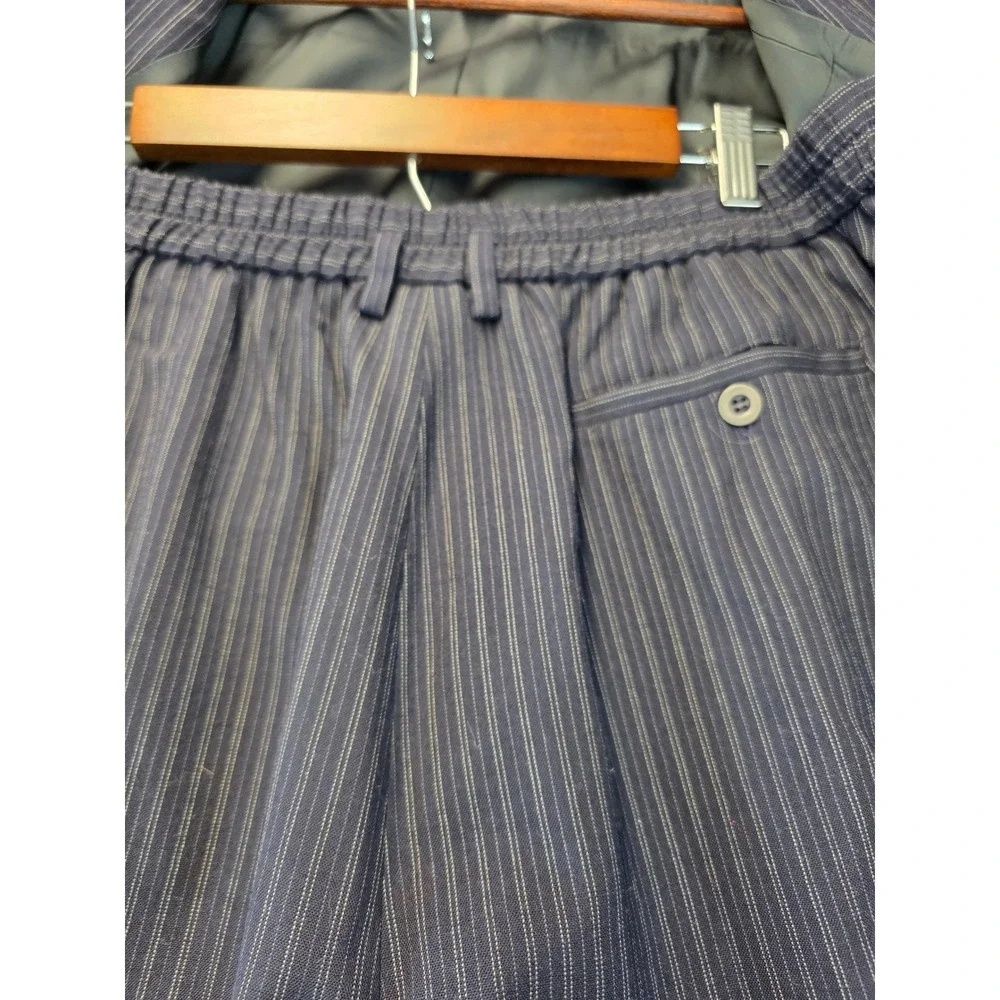 Jones New York Pinstripe Worsted Wool Suit Set Navy Blazer 18W Pants 16W USA